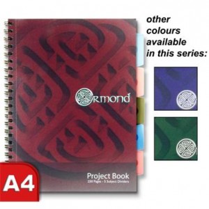 ORMOND A4 250pg PP 5 SUBJECT PROJECT BOOK 3 ASST